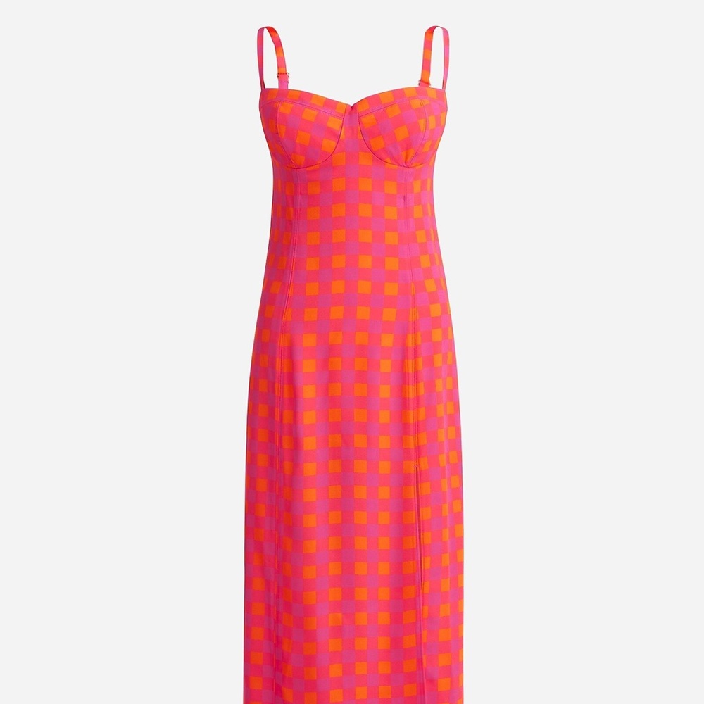 J. Crew Collection Invite Dress in Pink and Orange Gingham